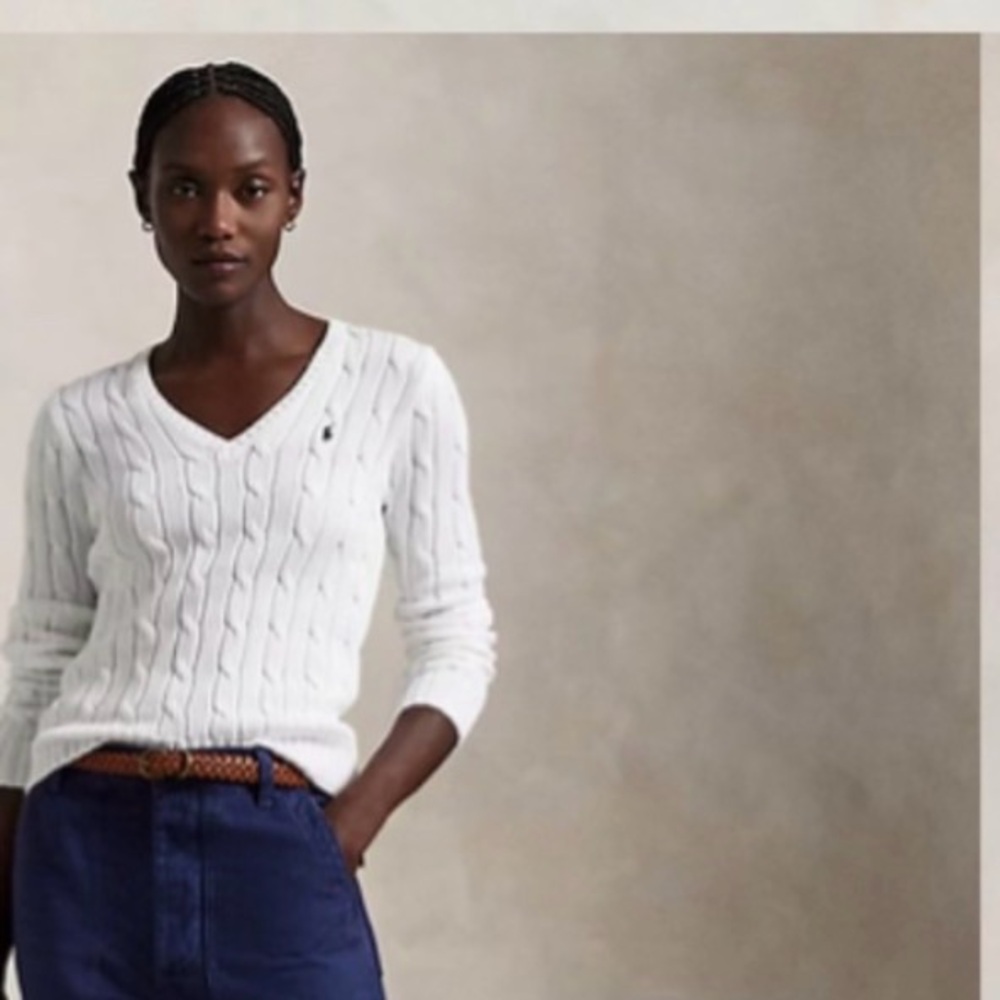 Ralph Lauren White V-Neck Sweater